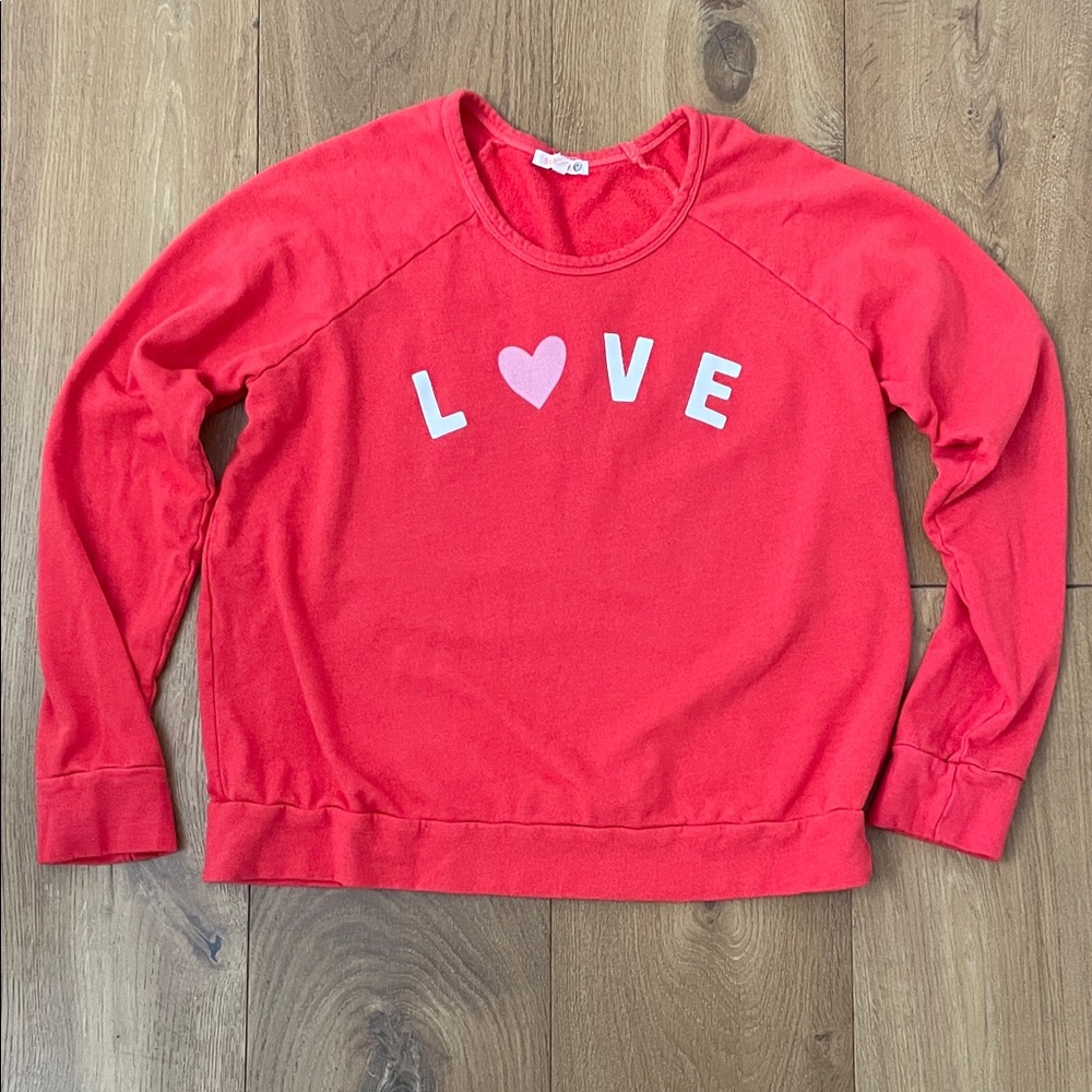 Sundry Vibrant Red Lightweight  LOVE Top- Perfect for Valentine's Day